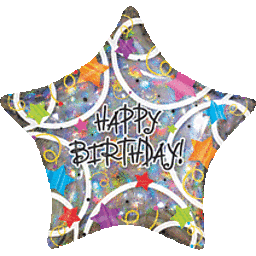 Jumbo Holographic Silver Star Birthday Balloon