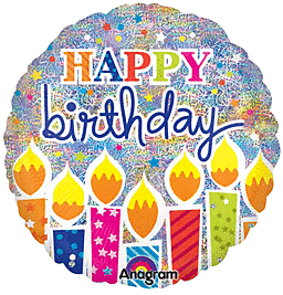 Shimming Birthday Candles Shape Balloon