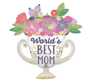 Worlds Best Mom Trophy Shape Balloon