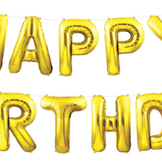 Happy Birthday Balloon Banner Gold