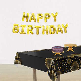 Happy Birthday Balloon Banner Gold