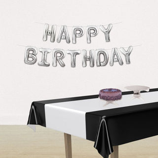 Happy Birthday Balloon Banner Silver