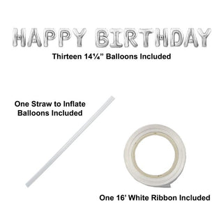 Happy Birthday Balloon Banner Silver