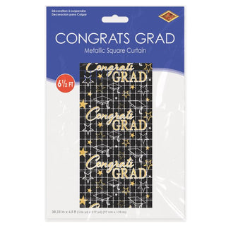 Congrats Graduation Metallic Curtain