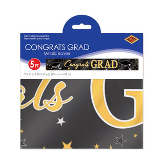 Black and Gold Graduation Banner