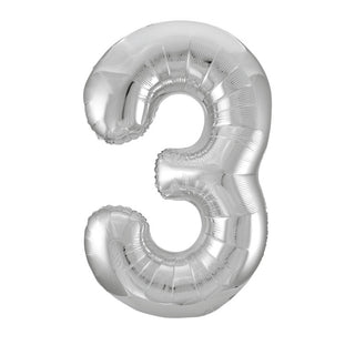 Number 3 Silver Shape Balloon