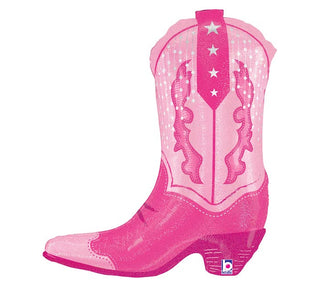 Pink Glitter Cowgirl Boot Shape Balloon