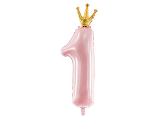 Light Pink # 1 Shape Balloon with Crown