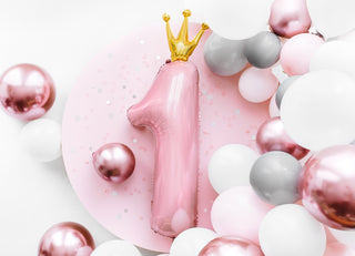 Light Pink # 1 Shape Balloon with Crown