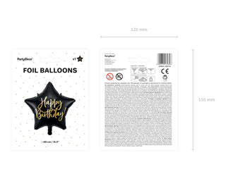 Black Star Happy Birthday Mylar