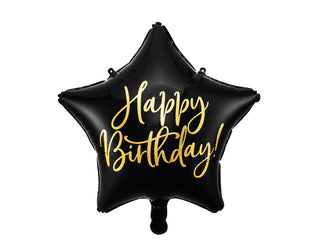 Black Star Happy Birthday Mylar