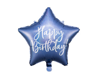 Blue Star Happy Birthday Mylar Balloon
