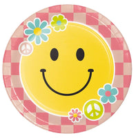 Flower Power Smiley Face Dinner Plates