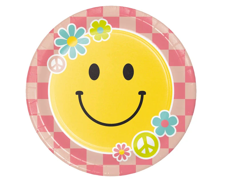 Flower Power Smiley Face Dinner Plates