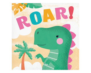Girl Dinosaur Small Napkins