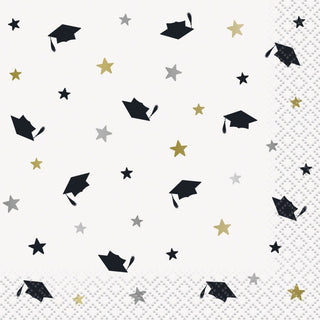 Stars & Caps Graduation Beverage Napkins  16ct