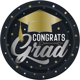 Stars & Caps Graduation Round 9" Dinner Plates  8ct