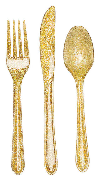 Glitter Cutlery - Gold - 24 Count