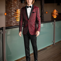 Apple Red Aries Paisley Slim Fit Tuxedo