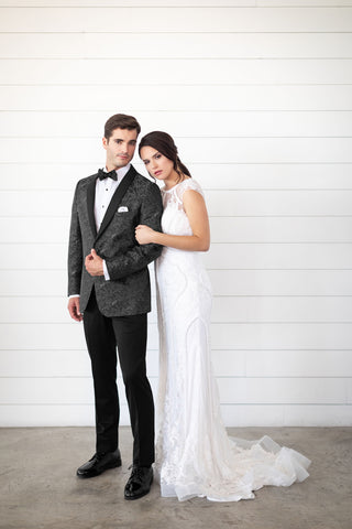 Granite Grey Paisley Aries Trim Fit Tuxedo
