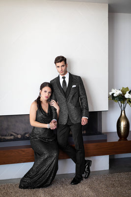 Granite Grey Paisley Aries Trim Fit Tuxedo