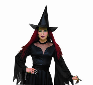 Adult Black Taffeta Witch Hat