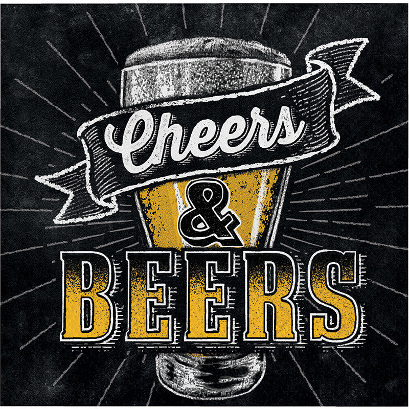 Beers and Cheers - Beverage Napkins -16 Count -2 Ply