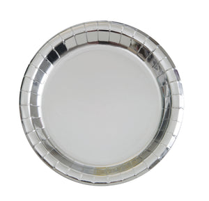 Metallic Silver Party Plates- 8 Count/ 7 inch Dessert Plate