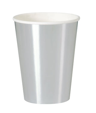 Metallic Silver Paper Cups/8 Count/12 oz.