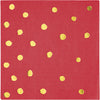 Red and Gold Foil Polka Dot-Beverage Napkins - 16 Count / 3 Ply