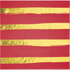 Red and Gold Foil Striped Luncheon Napkins 3 Ply/16 Count