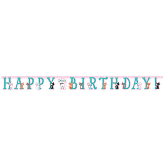 Purr-Fect Party Jointed Happy Birthday Banner - 10' x 7"