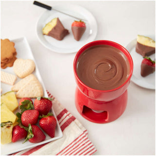 Red Ceramic Fondue Pot Set