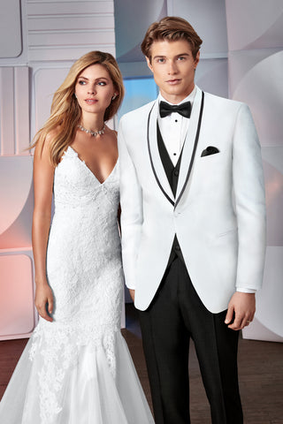 Ike Behar Waverly White with Black Trim Tuxedo