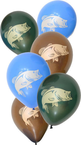 Bass Fishing Latex Balloons 6 Pack