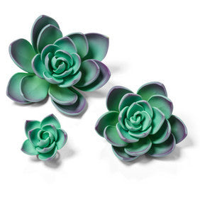 Gumpaste Teal/Purple Succulents 3pk