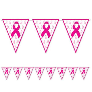 Breast Cancer Awareness Pennant Banner - 12 Feet long