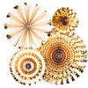 Mind's Eye Party Fans - Gold & White  4 Count
