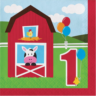 First Birthday Farm Napkins