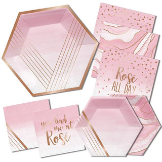 Rose Gold Geometric Dinner Plates