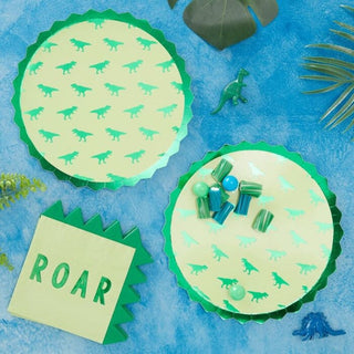 Dinosaur Large Party Foil Plates with Spikes