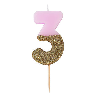 Pink and Gold Glitter Candle