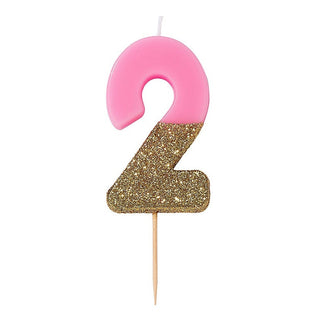 Pink and Gold Glitter Candle