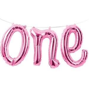 Pink "One " Balloon - Air Fill