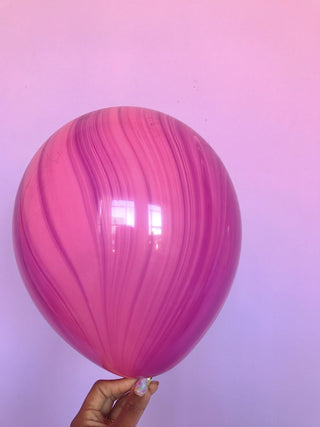 Latex Marbled Balloons/Package of 10 Count/ Pink Violet Rainbow