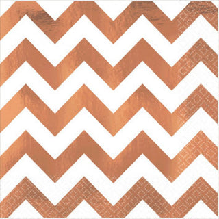 Premium Quality Luncheon Napkins - Chevron Rose Gold
