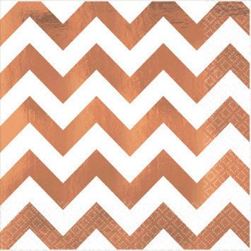 Premium Quality Luncheon Napkins - Chevron Rose Gold