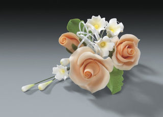 Gum Paste - Cake Topper - Peach Rose Cascade 4.5"