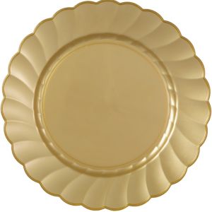 Gold Scalloped Dinner Plates - 12 Count / 10.25 inches