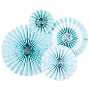 Paperlove - Party Fans - Sky Blue & White